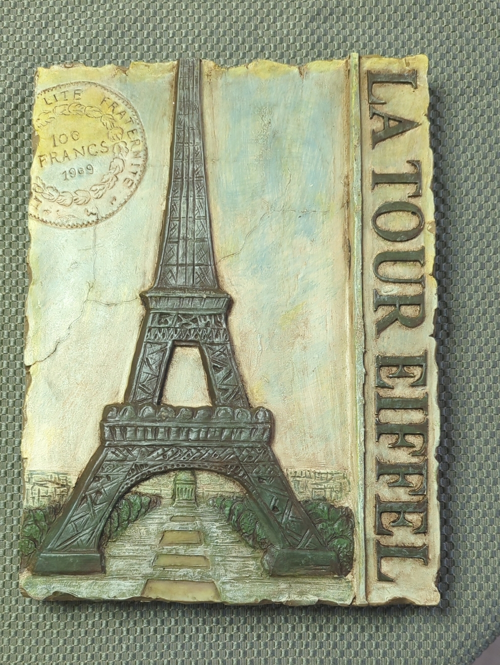 La Tour Eiffel Wall Art Plaque Stone look 11.5"X8.25"
